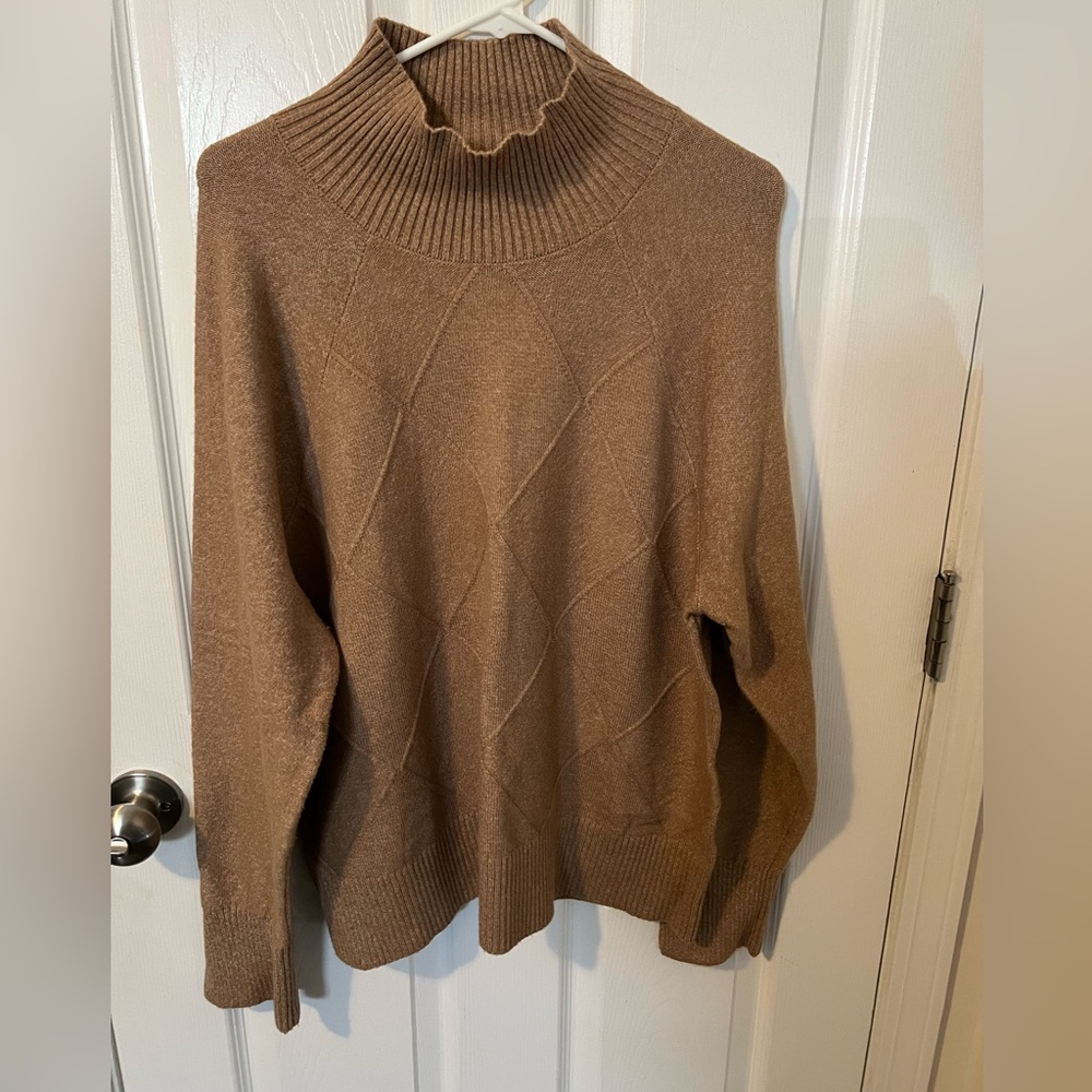 Banana Republic Sweater Pullover Womens Size XL Mock Neck Soft Knit Tan